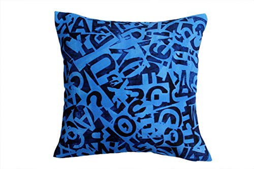 Image of RD TREND Jute Cushion Covers 16x16 Inch - Set of 5 | Digital Printed Decorative Throw Pillow Covers for Sofa, Couch, Living Room & Bedroom | Cushion Cases (Without Fillers)-Alphabatical Design