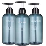 NbgrvB 3 flaconi dispenser di sapone in PET da 500 ml, a prova di perdite, ricaricabili, per shampoo, gel doccia, sapone per le mani, blu (blu)