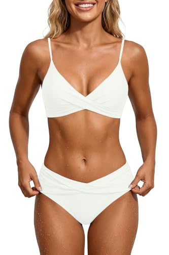 Image of Aqua Eve Two Piece Twist Front Bikini Mid Rise Swimsuit