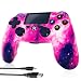 CHENGDAO PS4 Controller Wireless Bluetooth High Performance Controller for Playstation 4/Pro/Slim/PC with Led Bar, Multi-Touch Clickable Touch Pad (Purple)
