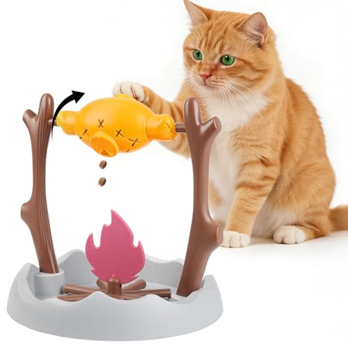 SZEE Interaktives Katzenspielzeug mit Futterspender, Slow Feeder Katze & Intelligenzspielzeug Gesundheit, 360° drehbares Futterspielzeug mit verstellbare Öffnung, Interactive Cat Toys, 30 * 29 cm