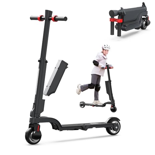 HX X6 Scooter Eléctrico para Niños y Niñas con Batería Extraíble, 350 W Velocidad Máxima 25 Km/HR, Autonomía de 20 km, Patin Electrico Plegable, Altura Ajustable, APP, Doble Freno,Regalo de Cumpleaños