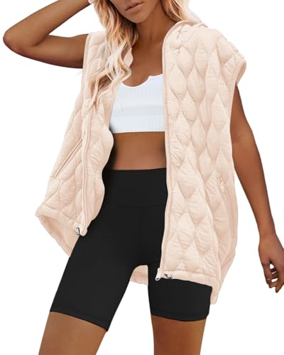 SENSERISE Womens Oversized Puffer Vest Sleeveless Quilted