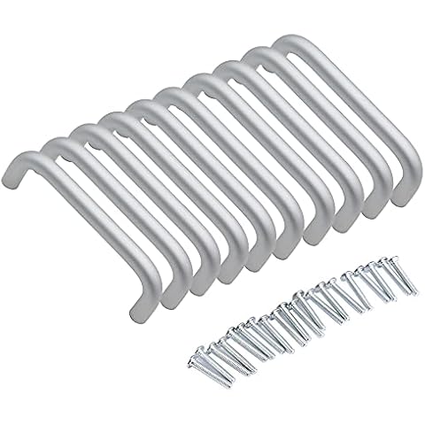 Feicuan 10pcs Cupboard Handles Matte Silver - 96mm Hole Center Drawer Pull Durable Alloy Kitchen Cabinet Furniture Door Pull Universal (105mm Full Long) Cover