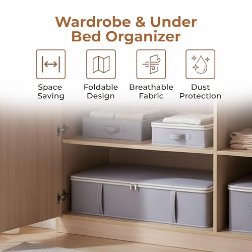 Image of HomeEssentials underbed storage with zippers, oversized quilt bags, comforter storage case, heavy-duty blanket organizer, winter clothes storage, storage bags, bedding containers.