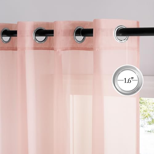 Image of NICETOWN Light Pink Sheer Curtains 96 inches Long, Grommet Voile Sheer Textured Airy & Lightweight Curtains & Drapes Light Filtering for Bedroom /Living Room, W54 x L96, 2 Panels