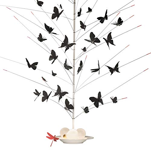 La Festa delle - Lámpara colgante con forma de mariposa y libélula, 34 mariposas negras, 1 libélula roja