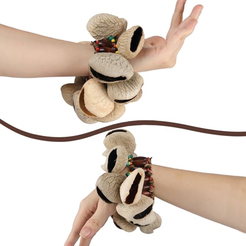 image for GOGHOST Cacho Seed Rattle Bracelet, 2 PCS African Shaker Nut Shell Bra