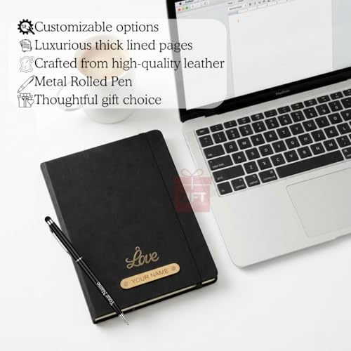 Image of Zift Personalized Name & Charm Leather HardCover Diary with Pen | Daily Journal Notebook for Men & Women |Gift Set for Men Women, Office Journal, Travel Diary | Corporate Gifts, Gift Ideas (Classic Black)