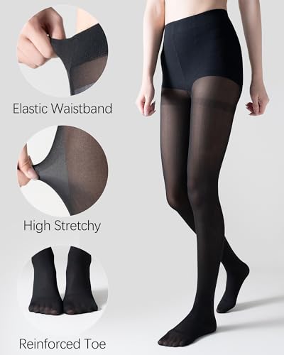 Generic Black Opaque Tights for Women, One Size (110-165 lbs), Adult Women, Female, 20 Denier, Polyamide Spandex, Solid, Womens, TIGHTS3