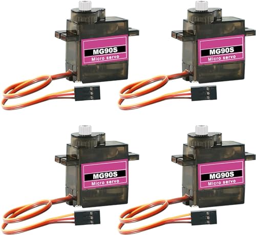 Image of REES52 4 Pack MG90S Servo 9G Servo Metal Gear Micro Servo for Aurduino Project RC Helicopter Planes Boat Robot Car