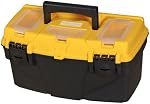 Torin ATRJH-3015T 15.5" Plastic Storage Tool Box with Removable Tray, Black/Yellow