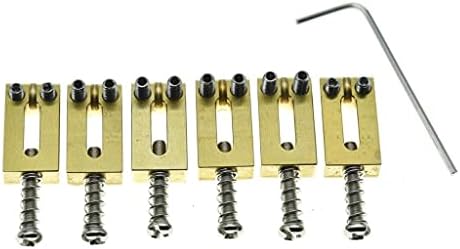KAISH Solid Brass Guitar Bridge Saddles Brass Saddle 10.5mm String Spacing with Nickel Screws for Stratocaster/Telecaster