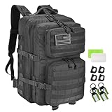 [R.SASR] 45リットルミリタリーリュックサック、タクティカルバッグ、アウトドアキャンプハイキングバックパック (A ブラック 45L)