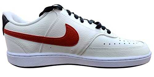 Nike Men's Court Vision Low Sneaker, White Cream Black Red, 10.52