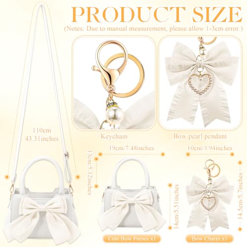 Abbylike Cute Purses for Women Leather Crossbody Handbags with Bow Charm, Adjustable Shoulder Strap and Top Carry Handle3