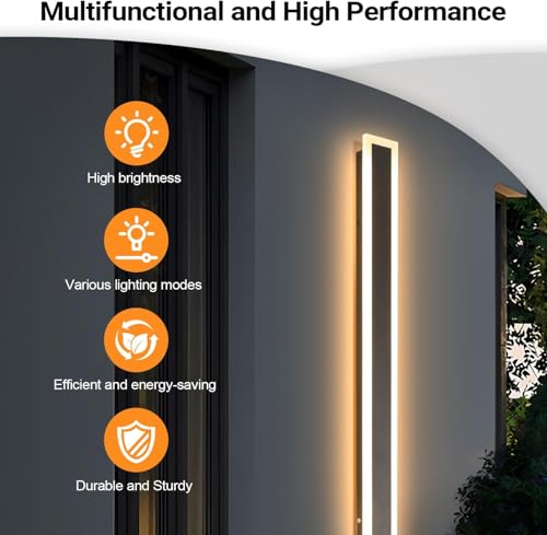 SUCICNISD 47.2In Modern Outdoor Wall Light for House 3CCT Dimmable Outdoor Wall Sconce Exterior Long LED Wall Light Mount Linear Outside Wall Lights for Garage, Doorway, Porch, Patio, Stairway by SUCICNISD - Image 4