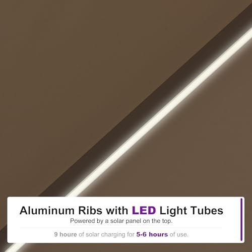 Image of PURPLE LEAF Cantilever Umbrella 9' X 12' Solar LED Light Patio Deck, Beige
