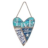 Live Loveリラックス木製ハート型壁プラーク11 cm