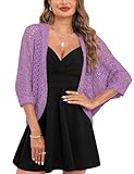 Gyabnw Damen Strickacke Elegante Bolero Spitzenjacke Festlich Cardigan Kurzer Blazer Festlich Bolero mit 3/4 Arm für Abendkleider Cocktailkleid