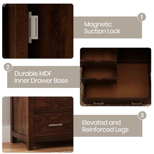Image of Amazon Brand - Solimo Solid Sheesham Wood Truva Sideboard Cabinet with 5 Drawers & 1-Door Storage | Storage Cabinet for Living Room, Kitchen & Bedroom Organizer Chest of Drawers (Walnut Finish)