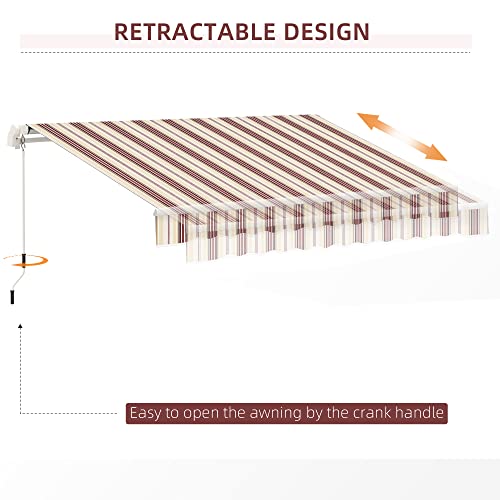 Outsunny 13' X 8' Retractable Awning, Patio Awnings, Sunshade Shelter With Manual Crank Handle, 280G/M² Uv & Water-Resistant Fabric And Aluminum Frame For Deck, Balcony, Yard, Red #TOP5