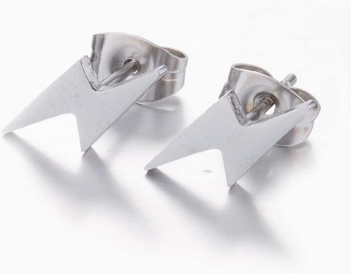 3 Pairs Lightning Stud Earrings for Women Men Stainless Steel Gold Silver Black Lightning Stud Earrings - Image 5