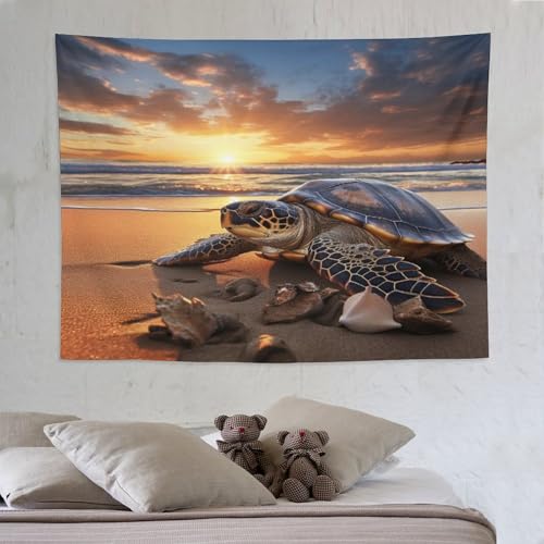 Tapisserie tortue 150x200cm tissu imprimé pour décoration murale de salon