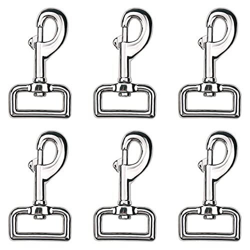 Image of Xihuimay Pack of 6 Single Ended Clips Bolt Snap Hook 59mm Spring Hook Nickel Plated Swivel Eye Trigger Chain Clips Multipurpose Hardware Buckle for Horse Tack Dog Leash Garage Use, Silver