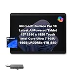 Microsoft Surface Pro 10 13' 2880x1920 120Hz Touch AI-Powered Tablet for Business, Intel 16-Core Ultra 7 165U Support Copilot AI Assistant, 16GB RAM, 1TB SSD, 2X Thunderbolt 4, Win 11 Pro, Black