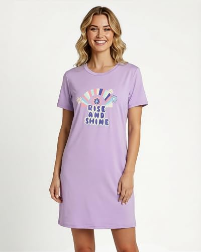 Image of Real Essentials 3 Pack: Women's Short Sleeve Nightgown Dress - Nightshirt Pajama Sleep Shirt Sleepwear (Available in Plus)