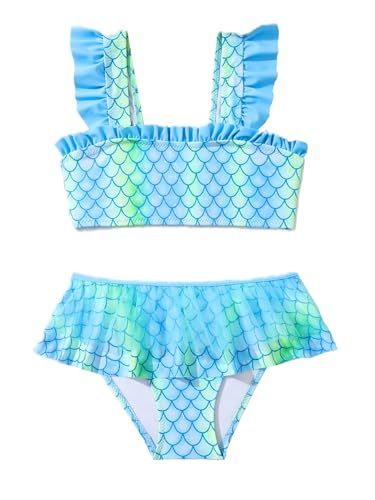 Two Piece Swimsuits for Girls Ruffles Bikini Set Mermaid Bathing Suit for 3-10 Years