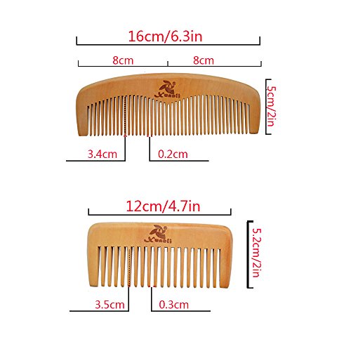 Xuanli® 8 Pcs The Family Of Hair Comb Set - Wood With Anti-Static & No Snag Handmade Brush For Beard, Head Hair, Mustache With Gift Box (S021) #TOP3