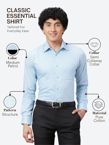 Image of Raymond Men's Pure Cotton Structure Pattern Slim Fit Semi Cutaway Collar Full Sleeve Formal Shirt