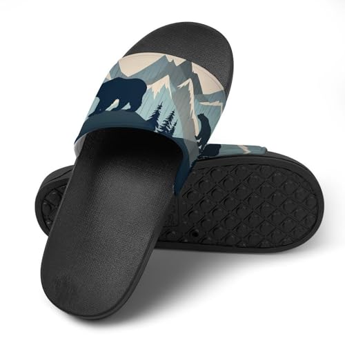 Forests Landscape Bears Mountains Lumbar Non Slip Slides Sandals for Women Men Quick Drying Shower Shoes for Bathroom Pool Beach4