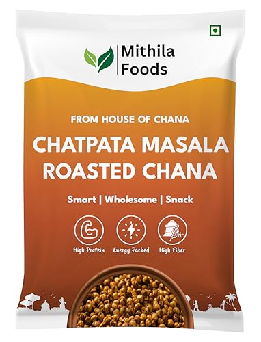 Image of MITHILA FOODS 250g Chatpata Masala Roasted Chana | Desi Chickpeas | Whole with Skin | Crunchy Vegan Gluten-Free High Protein SMART Snack | Authentic Bihari Bhuna Chana Snacks Tangy Spicy Flavor