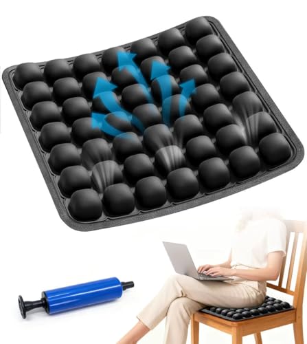 Niifawh Sondur Travel Cushion Inflatable Airplane Seat Cushion for Long Flights 3D Air Cell Seat Cushions with Foot-Operated Inflatable Accessories for Office Wheelchair Car