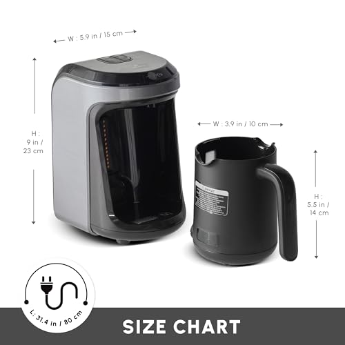 KARACA Hatıra Hüpş Turkish Coffee Maker & Milk Steamer, 5-Cup Capacity, 535W, Anthracite Finish, Auto Shut-off & Overflow Protection - Image 2