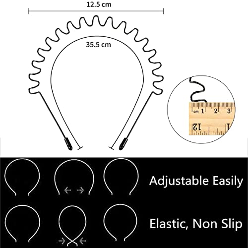 Vrose Flosi - Metal Hair Bands Men Headbands For Women For Washing Face Make Up Skicare - Head Bands For Women's Hair Non Slip - Women Headbands Wavy Spring Wire Sports Hair Band (Wavy) #TOP2