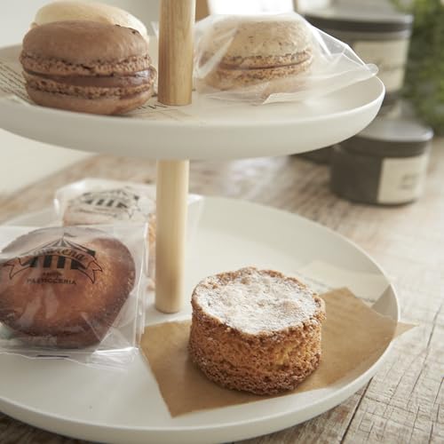 Foto von Yamazaki 2419 TOSCA Etagere mit 3 Etagen, weiß, Stahl/Holz, Minimalistisches Design, 20 x 20 x 24 cm (LxBxH)