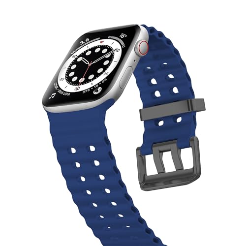 Pulseira esportiva de silicone Ocean compatível com Apple Watch Ultra/Ultra 2 séries 10 9, 8, 7, 6,