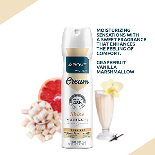 ABOVE 48 Hours Antiperspirant Deodorant, Cream Shine, 3.17 oz - Spray Deodorant for Women - Patchouli, Oak Musk, and Citrus Notes - Stain-Free