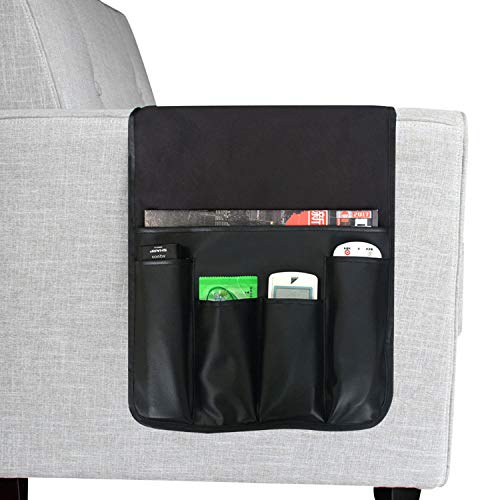 Clobeau Armrest Caddy,Couch Caddy Remote Organizer Magazine Holders Armchair Caddy Arm Chair Remote Control Sofa Caddy Arm Rest Holder Pocket Organizer Space Saver for Remote,Cell Phone,Books,Pencils