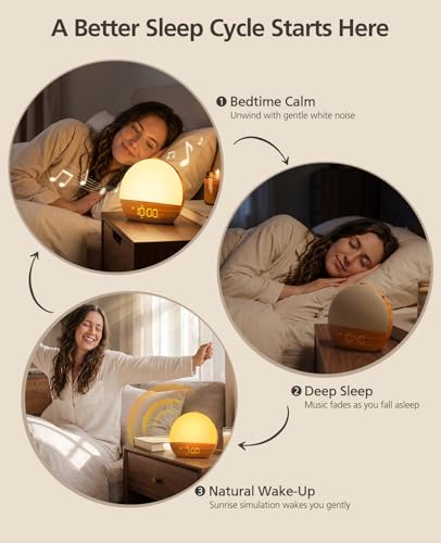Tempospark Wood Grain White Noise Sound Machine Sunrise Alarm Clock with 30 Soothing Sounds, 17 Night Lights, Bluetooth Speaker Wake Up Light Alarm Clocks for bedrooms, Heavy Sleepers, Baby, Kids - image 9