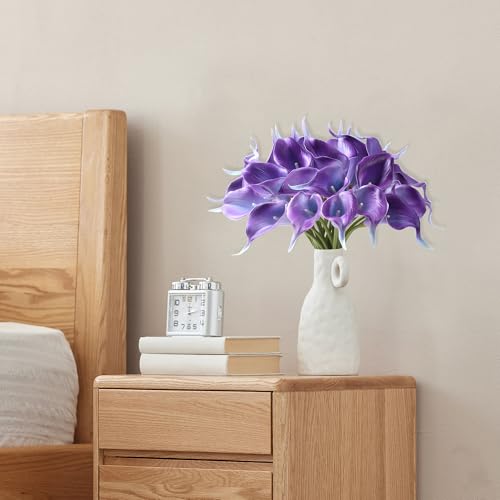 Image of SITUMEIZI 24 Pcs Purple Fake Flowers Artificial Calla Lily
