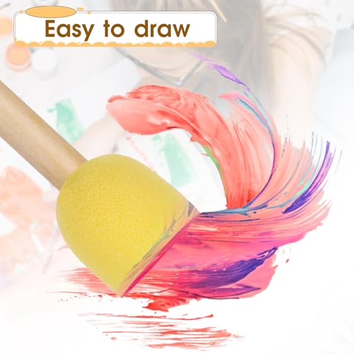 4PCS Round Sponges Brush Set Circle Art Sponge Brushes Paint Sponges for Acrylic Painting and Face Paint Sponge Paint Brush Arts and DIY Crafts, 4 Mixed Size, Yellow