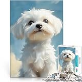 Puzzle für Erwachsene 1000 Teile Pädagogisches Familienspiel Malteser-Hundeporträt Angebot als Geschenk für die ganze Familie38x26cm