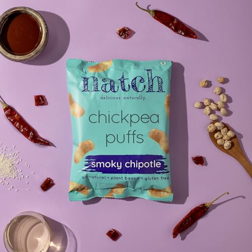 Image of Natch Chickpea Protein Puffs, Healthy Snacks, Rich in Fiber, Not Fried Not Baked Gluten Free, Vegan, Trans Fat Free, Smoky Chipotle, 20g each (Pack of 6)