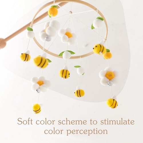 Baby Crib Mobile for Boys Girls, Boho Nursery Decor Mobile for Bassinet, Gender Neutral Mobile Crib Accessories for Infant Bedroom Hanging Decoration - Felt Daisy Flower, Bees, Leaves