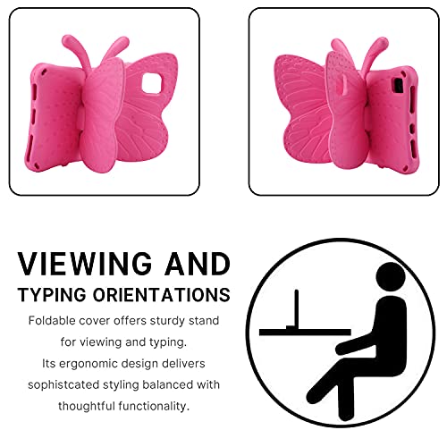 iPad 10.2 Butterfly Case with Kickstand - Lightweight EVA Full Body Drop Protective Rugged Shockproof Case for Kids (Rose)
